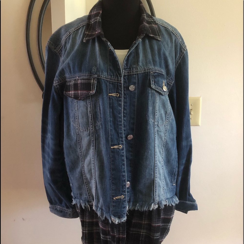 NWT AEO Plaid shirt denim jacket